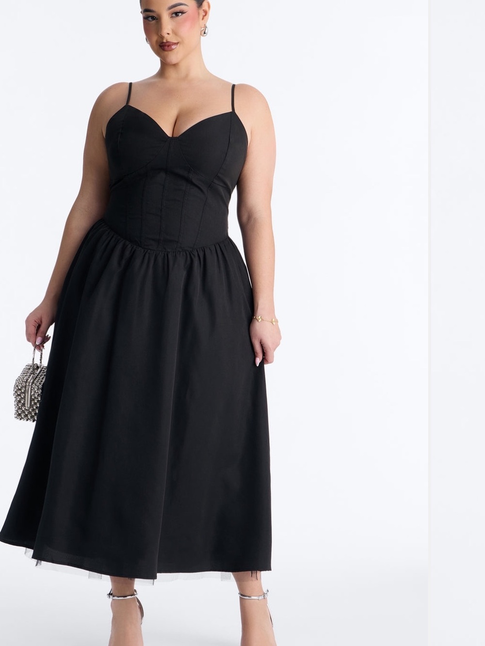 Fashion Nova Flora Lace up Midi Dress - Black